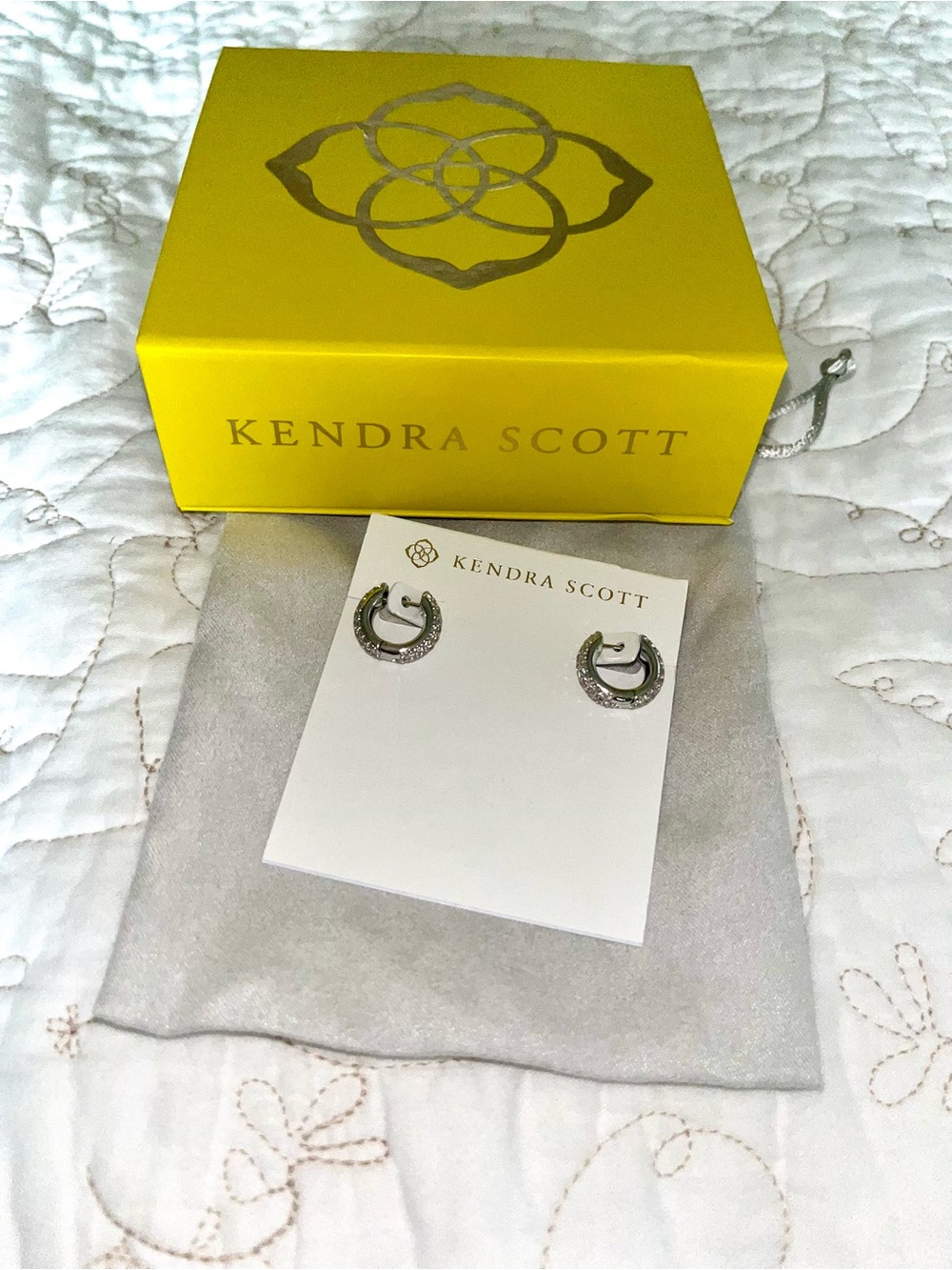 Kendra Scott Silver Pavé Mikki Huggie Earrings